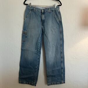 Y2K Levi’s Light Wash Carpenter Cargo Jeans Utility Pocket Wmn Midrise Sz 30